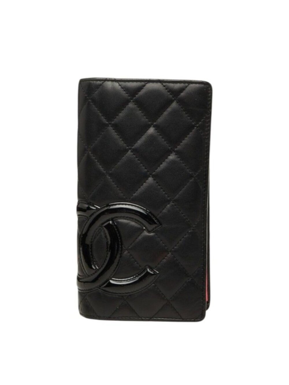 Chanel CC Logo Cambon Line Wallet Black Leather